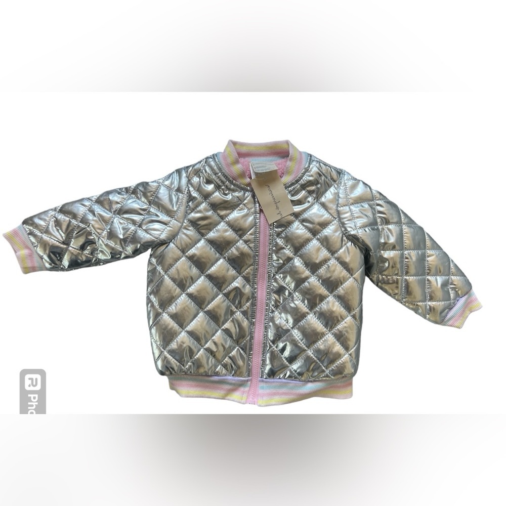 First Impressions Silver Puffer Jacket | 12M